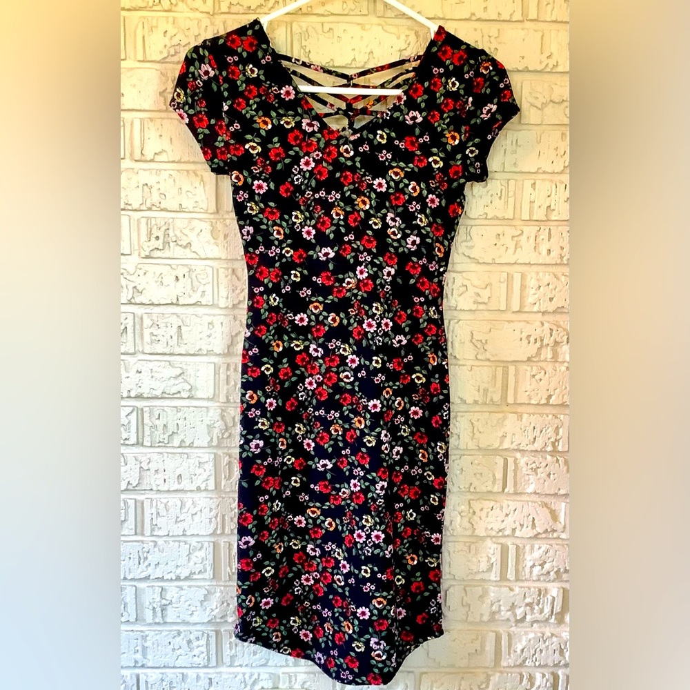 Floral Print Short Sleeved Summer Dress